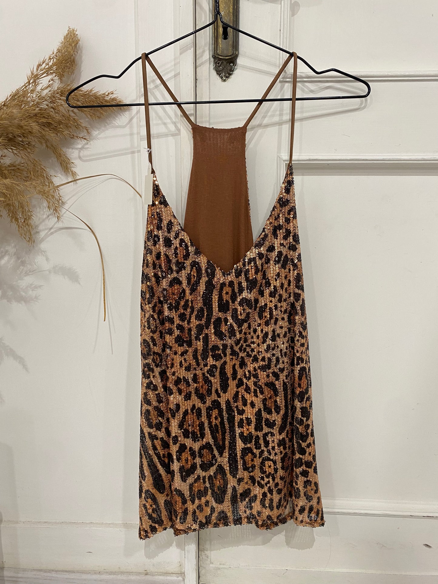 Top animalier paillettes