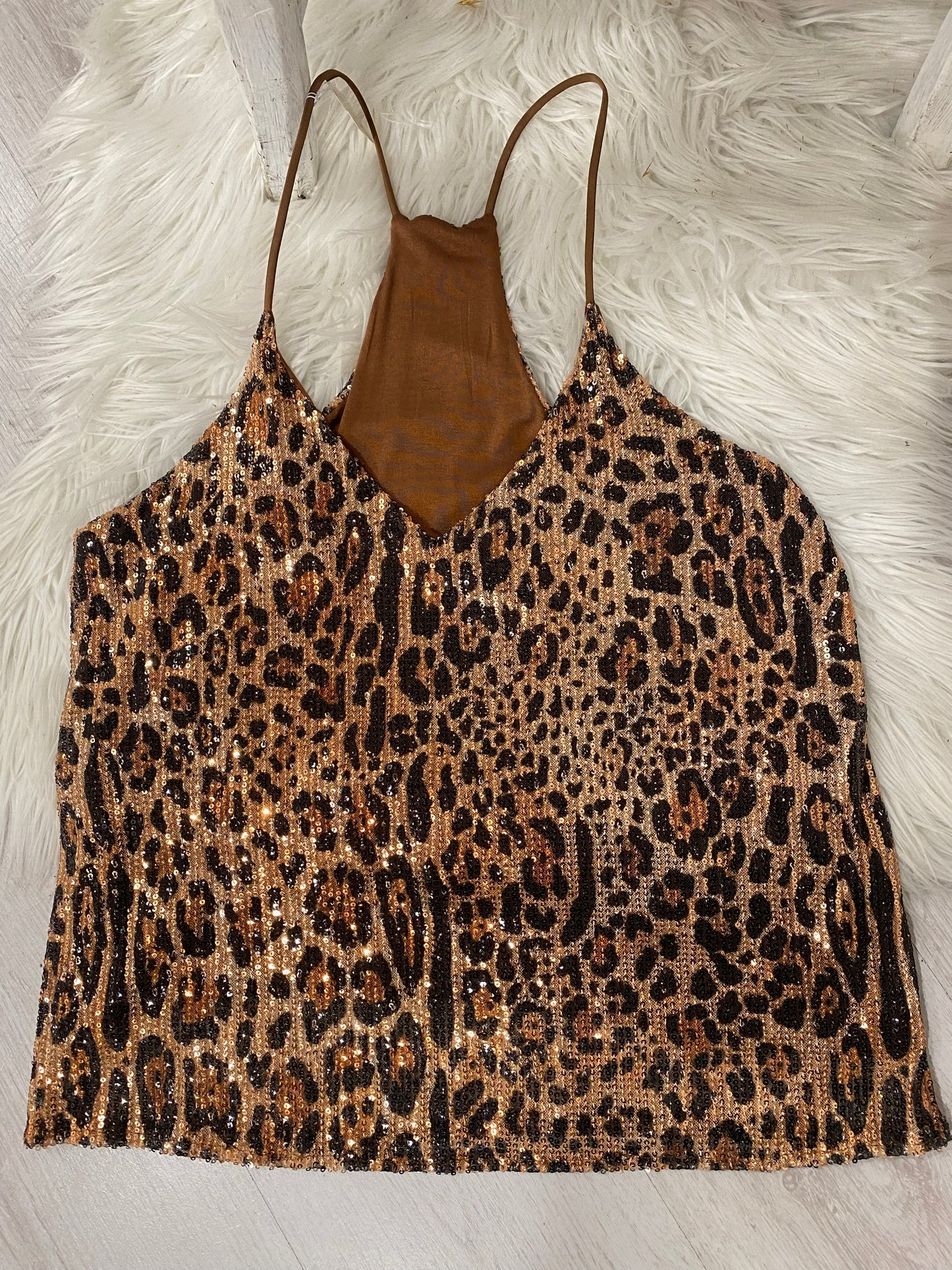 Top animalier paillettes