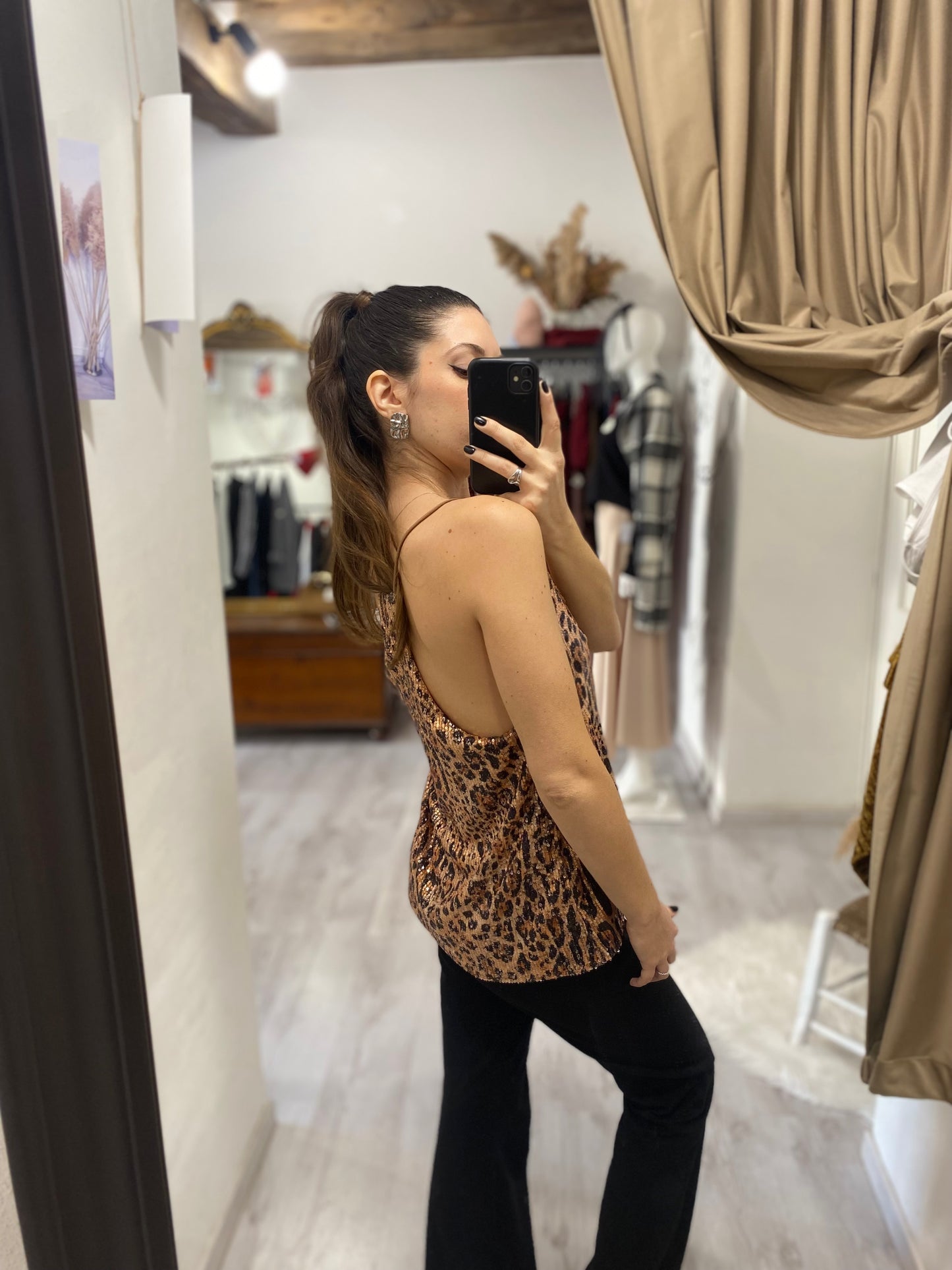 Top animalier paillettes