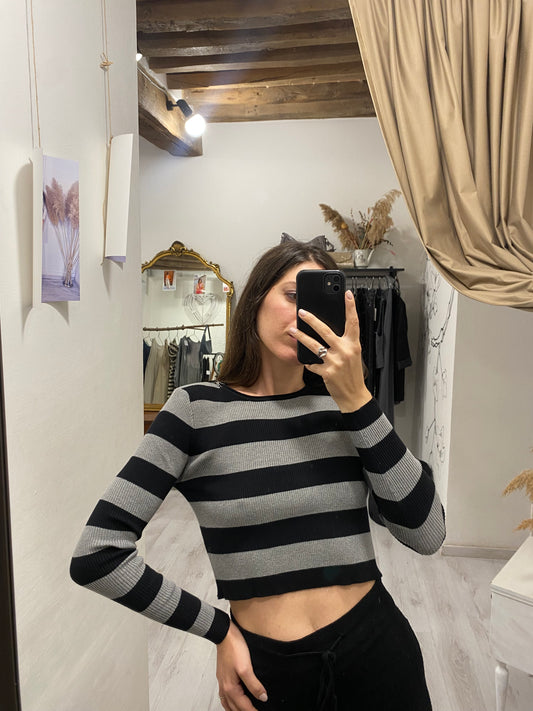 Maglia crop righe