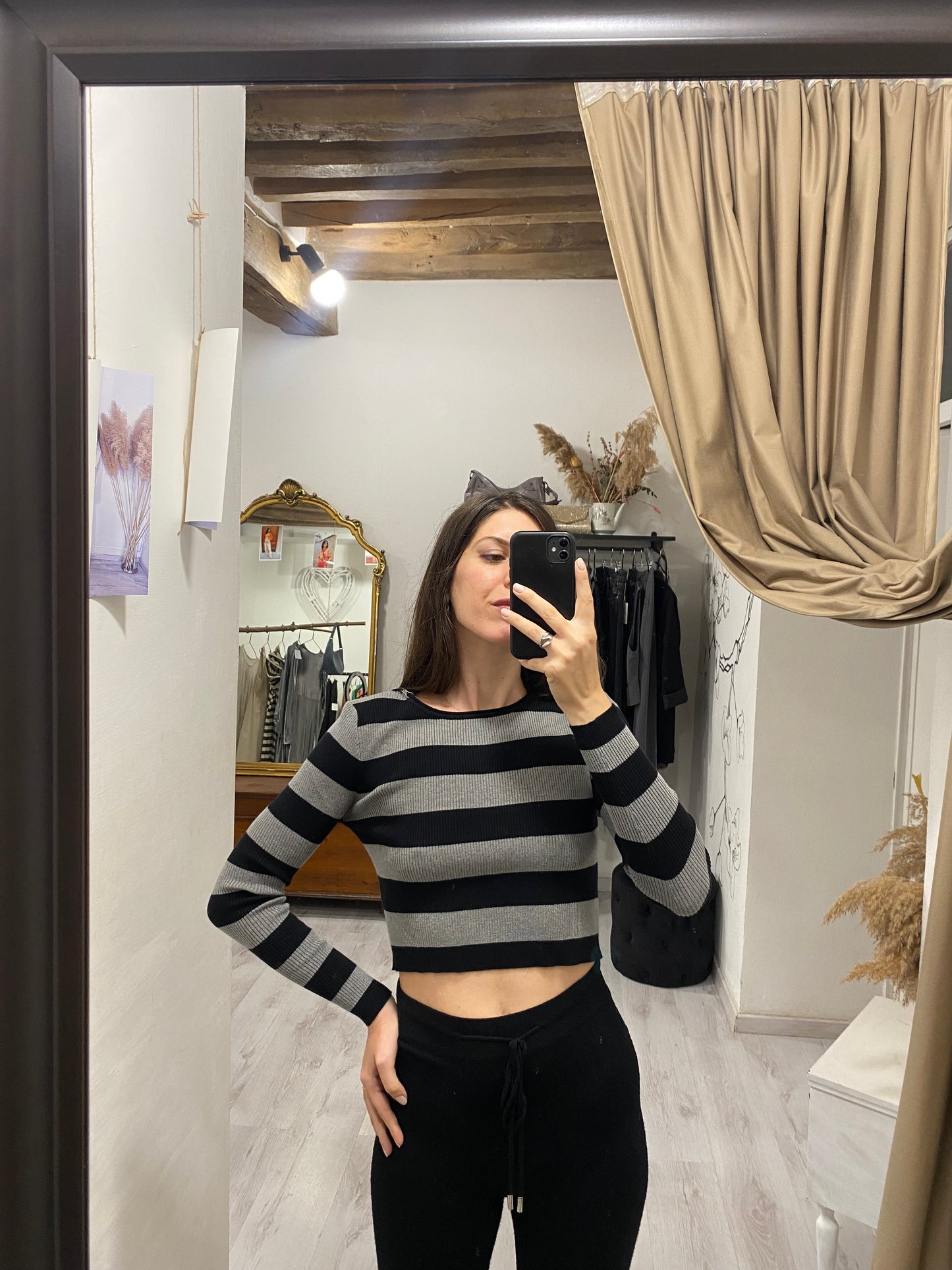 Maglia crop righe