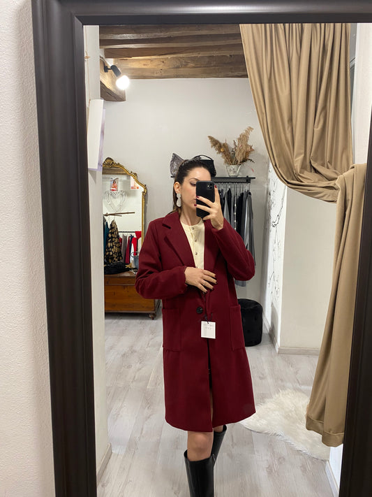 Cappotto dritto bordeaux